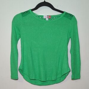 3 for $10 Bundle Sale! Merry Wear Green Waffle Knit Sweater Lace Girls Size S